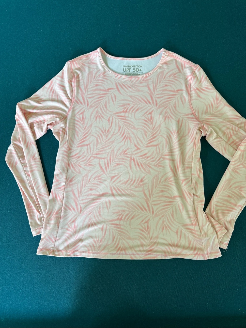 32 Cool Long Sleeve UPF 50 Pink & White Bamboo Print Sun Shirt Size Medium